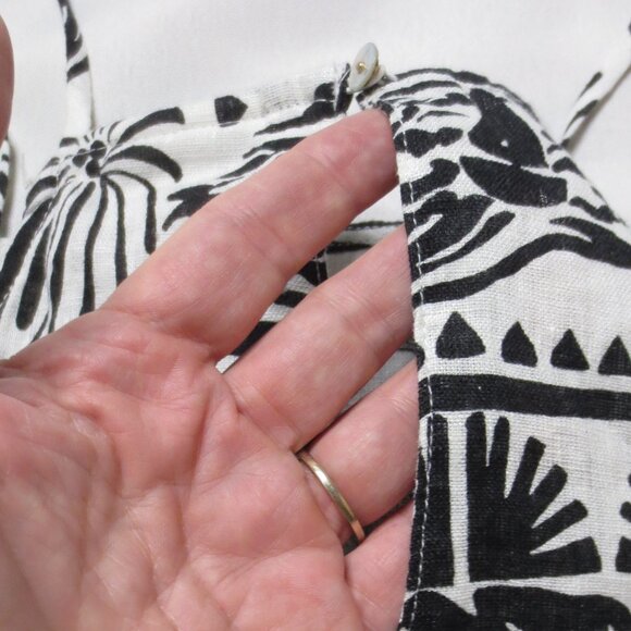 NWT RACHEL ZOE womens LINEN tank TOP black WHITE spaghetti strap BOHO SIZE L - Picture 9 of 10